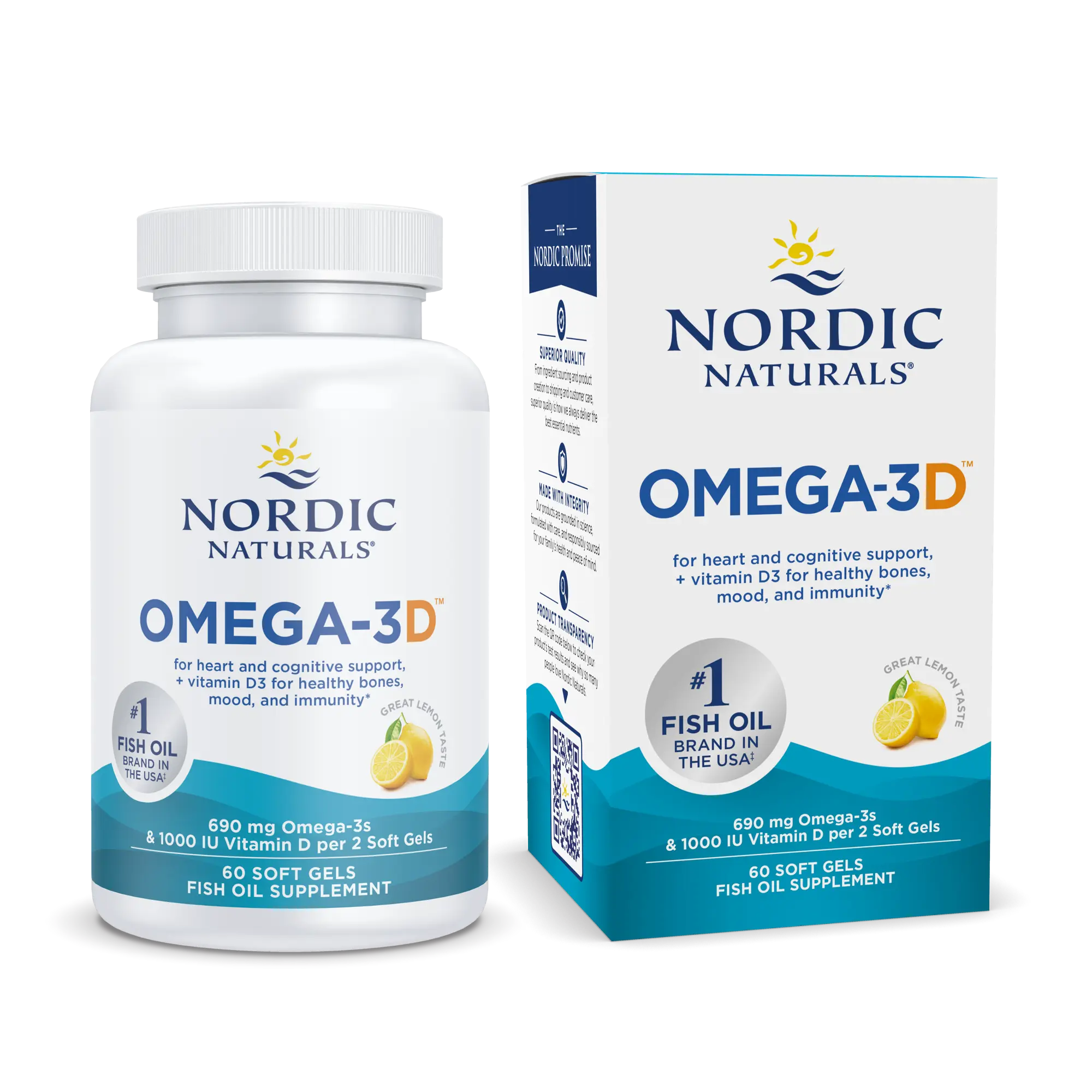 Nordic Naturals Omega-3D Fish Oil – 60 Soft Gels